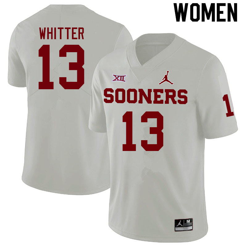 Women #13 Shane Whitter Oklahoma Sooners College Football Jerseys Sale-White - Click Image to Close